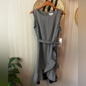 NWT Calvin Klein Dress Black and White Gingham Plaid Checked Dress Women’s 12